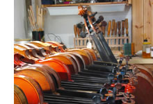 Instruments ready in the O'Brien Violins workshop